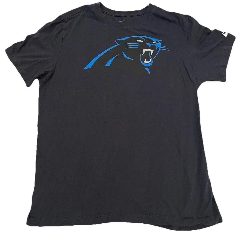 Adult Nike Carolina Panthers‎ NFL Football T-Shirt Black Short Sleeve Large.